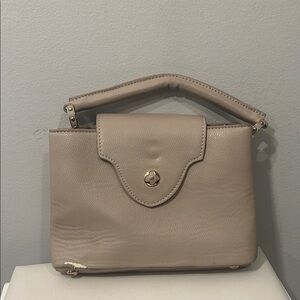 Beige Top Handle Bag w/ Extra Strap Included – Gold Hardware